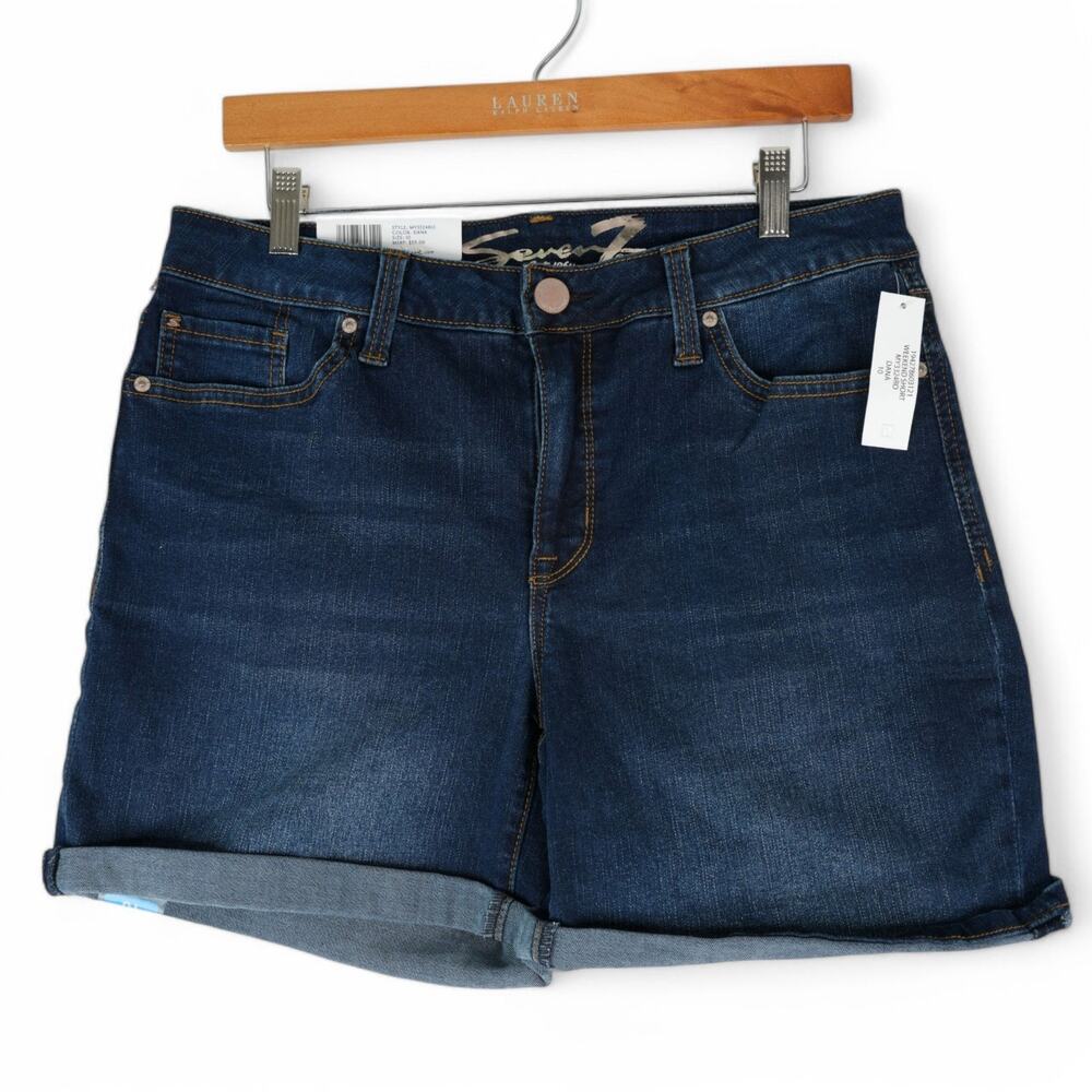 Seven7 Jean Shorts‎ Womens 10 5" Inseam Weekend Short Rolled Cuff Denim Stretch